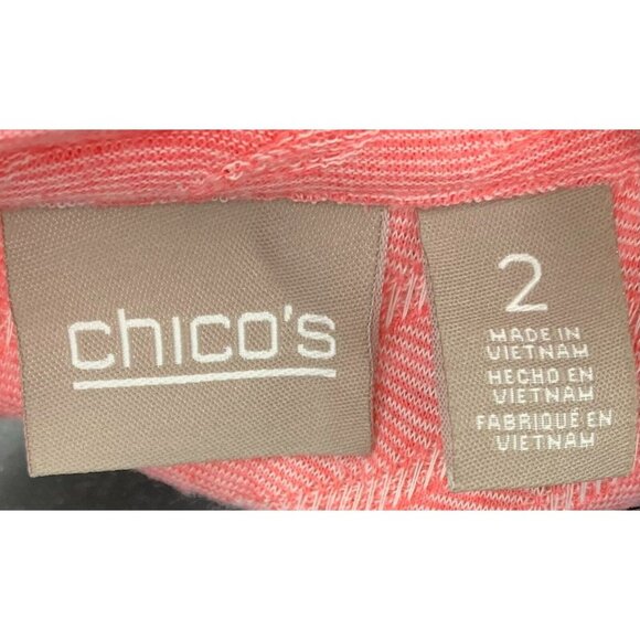Chicos Women Top Size 2 Medium Pink Short Dolman Sleeve Texture Casual Pullover - Picture 7 of 9